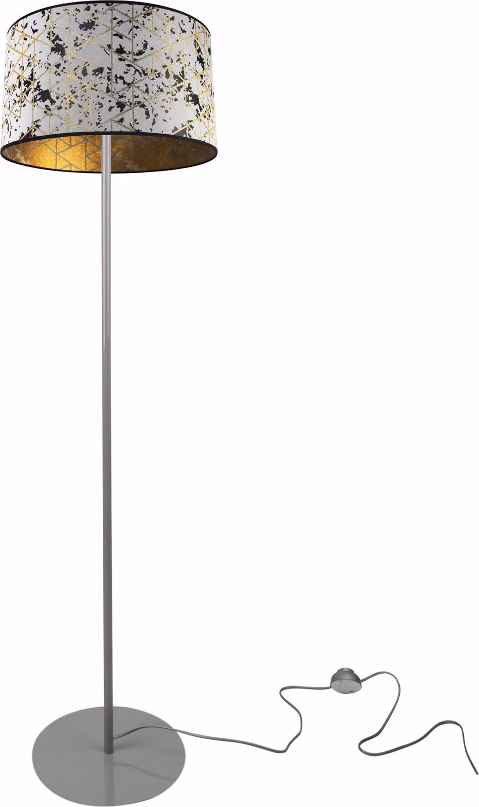 Lampada da terra, metallo, paralume, motivo