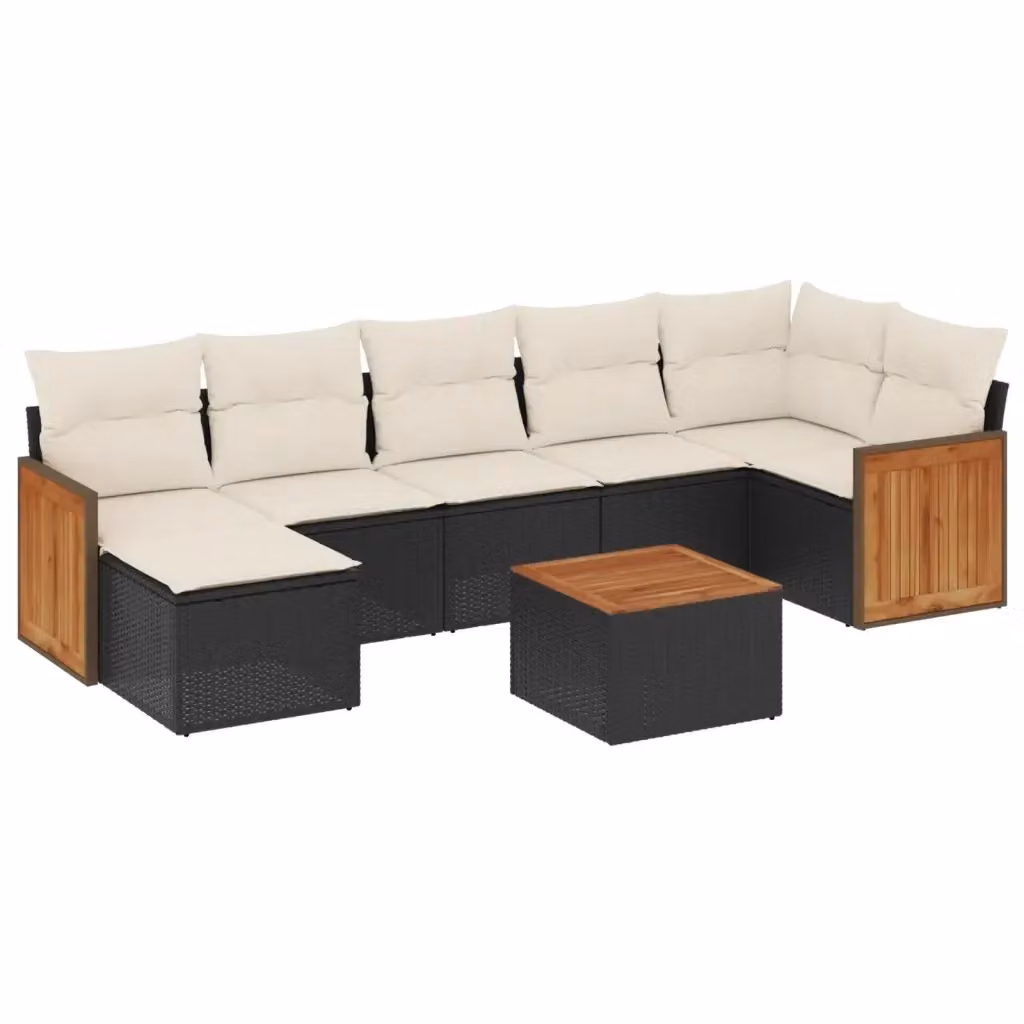 Set di divani da giardino vidaXL in polyrattan nero con 8 pezzi e cuscini inclusi – 2