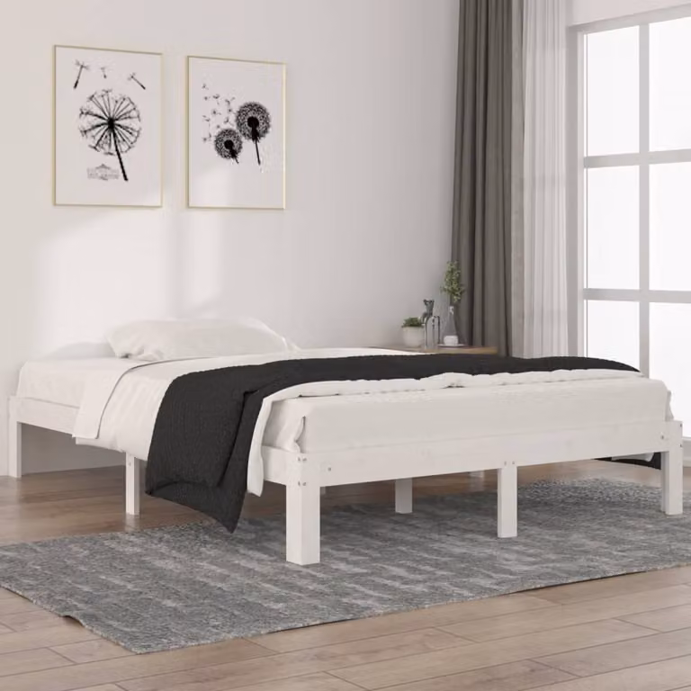 The Living Store Letto in legno massiccio di pino bianco 140x200 cm