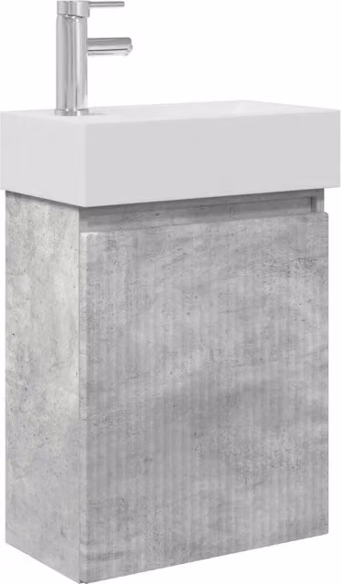 Mobile Bagno | Armadio da bagno con rubinetto Grigio Cemento 45,5 x 22,5 x 84 cm