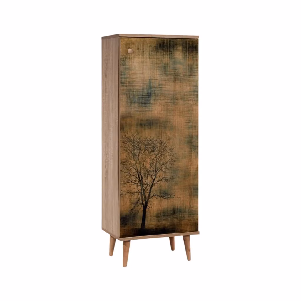 Scarpiera a parete DMORA Dacrydium in legno color quercia marrone, L: 50 cm, P: 38 cm, H: 135 cm – 2