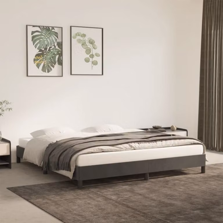 The Living Store Struttura letto grigio scuro 160x200 cm in velluto