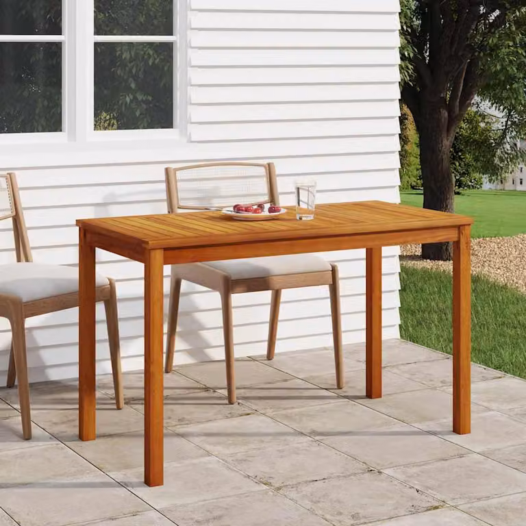 vidaXL Tavolo da giardino moderno in legno di acacia oliato, marrone, L: 110 cm, P: 55 cm, H: 67 cm