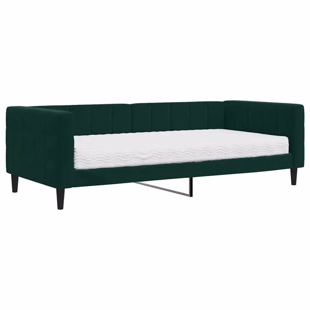 Divano Letto Moderno vidaXL in Velluto Verde con Funzione Notte e Materasso in Schiuma L/P/H: 223 x 90 x 68 cm – 2