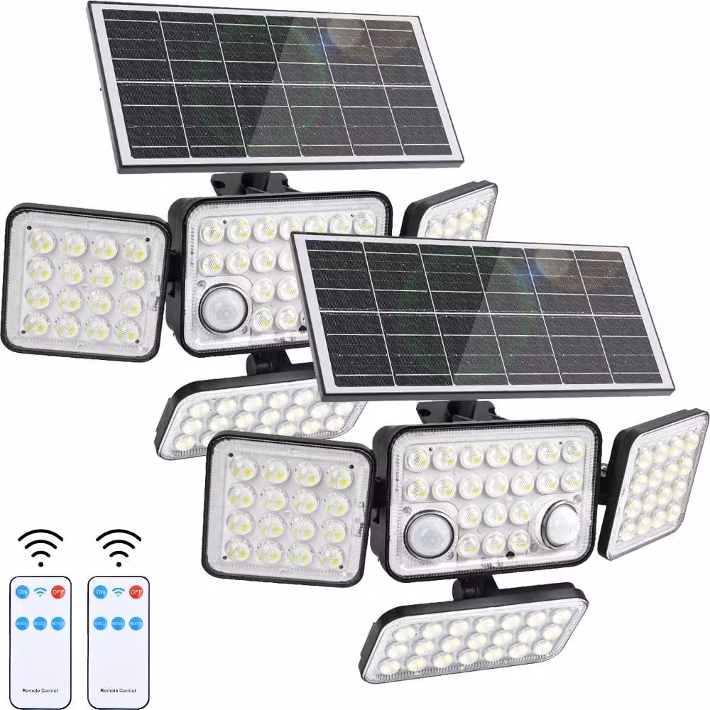 Lampada solare per esterni - Faro LED - Confezione da 2 - Sensore di movimento - Grado di protezione IP65 (resistente all'acqua) - Dimmerabile - Design modulare - Alluminio