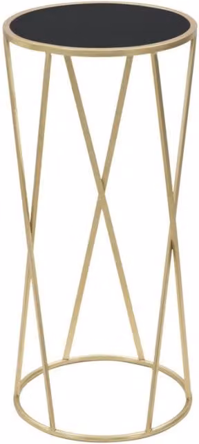 Porta Telefono Glam Simple Mauro Ferretti in vetro e metallo, Oro e Nero, ø 35 x H 75 cm