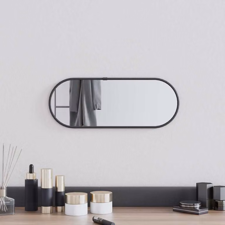 Specchio da parete ovale nero vidaXL L: 40 cm, H: 15 cm