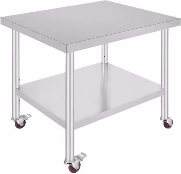 Tavolo da lavoro in acciaio inox - Commerciale - Mobile - Argento - 95×61 cm
