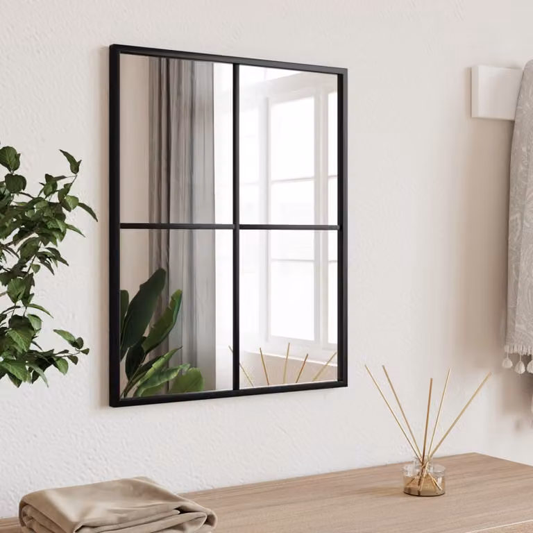 Specchio da parete rettangolare vidaXL in metallo e vetro nero L 40 cm x H 50 cm