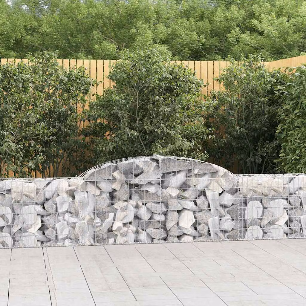 Set di 9 Cesti Gabbioni ad Arco vidaXL in Acciaio Zincato Grigio L: 300 cm, P: 30 cm, H: 60/80 cm