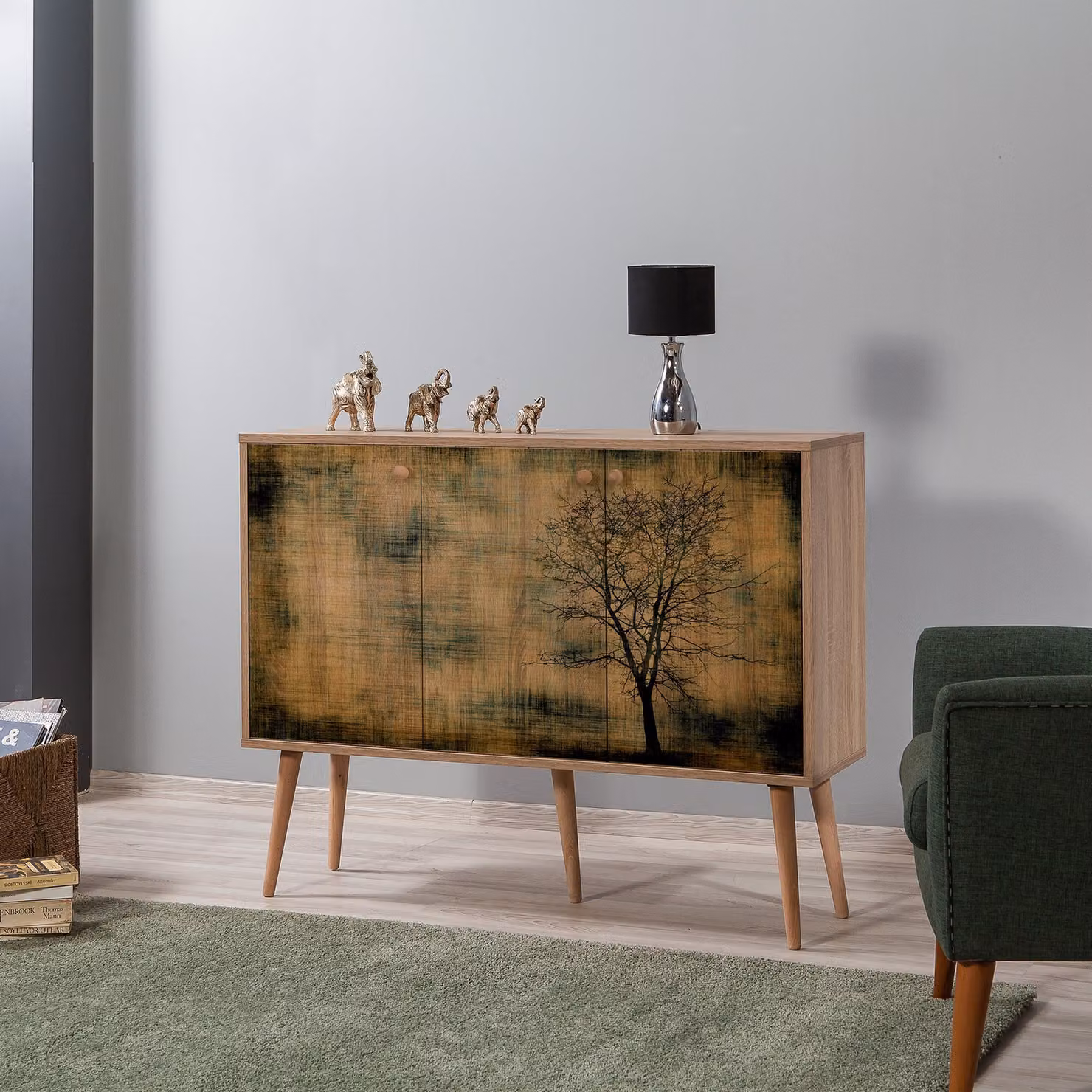 Skye Decor, Mega- Mega SPH, Sonomo, cassettiera, 90x120x36 cm, 100% pannello di particelle rivestito in melamina