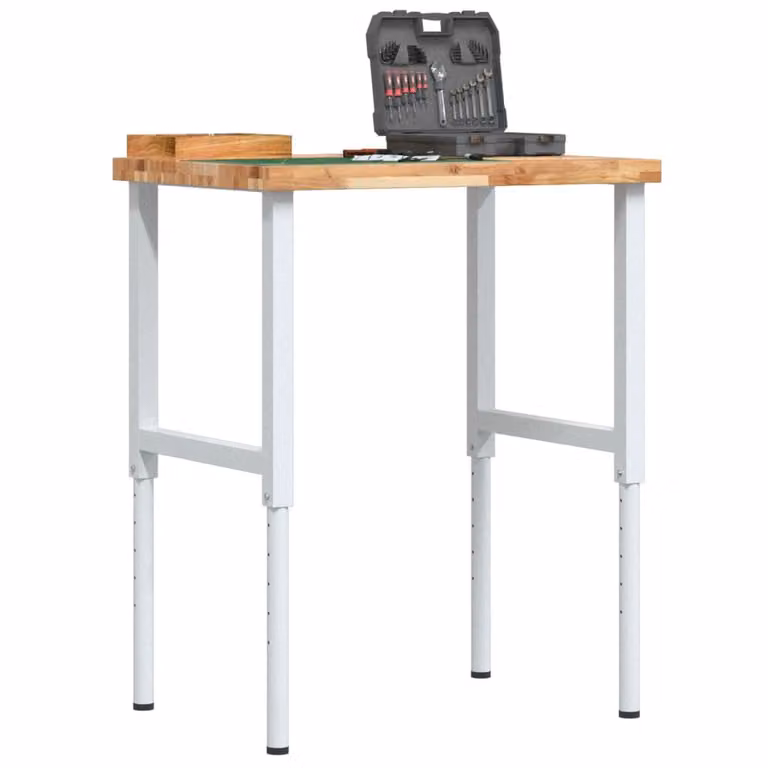 vidaXL Banco Lavoro Regolabile in Legno e Metallo, L: 80 cm, P: 60 cm, H: 73-99,5 cm