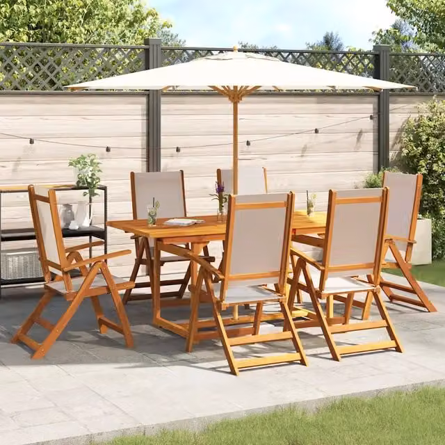 Set Pranzo da Giardino 7pz Legno Massello di Acacia e Textilene 3279283