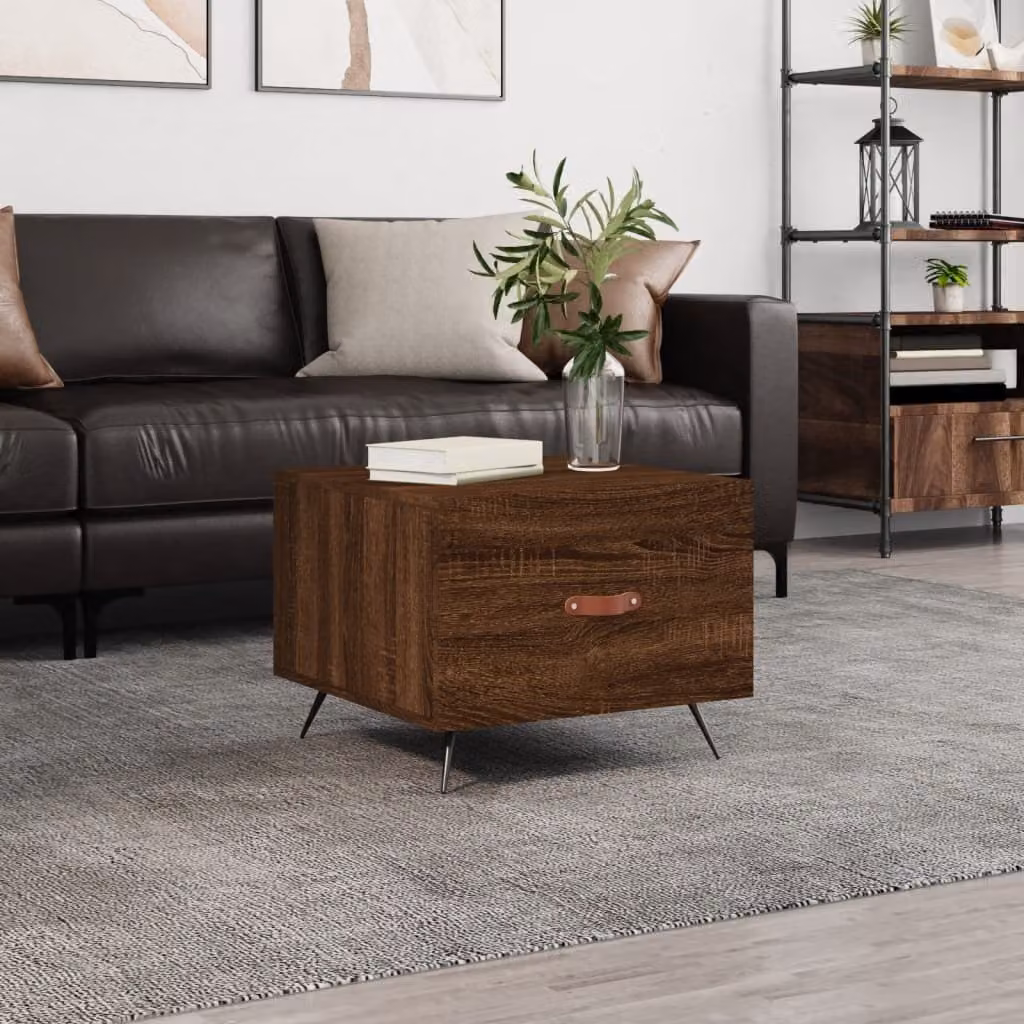 Tavolino The Living Store in rovere marrone 50x50x40 cm materiale a base di legno