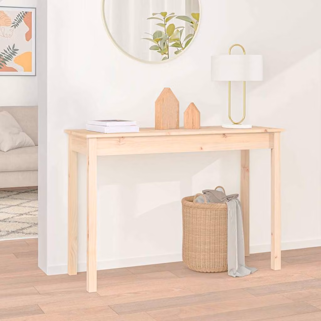 vidaXL Tavolo Consolle in Legno Massello di Pino Marrone Stile Rustico L: 110 cm, P: 40 cm, H: 75 cm