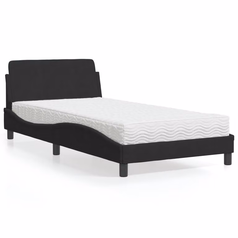 Letto con Materasso Dover vidaXL in Velluto Nero L/P/H: 100 x 200 cm
