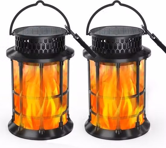 Lampade solari impermeabili per esterni, lampade a fiamma lampeggiante migliorate, lampade solari a sospensione, decorazioni solari per giardino e terrazza, set da 2 pezzi.