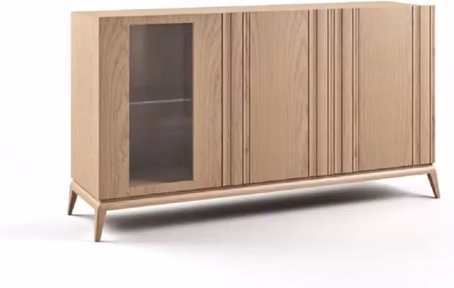 Madia credenza moderna in legno massello di frassino con ante in vetro e sistema soft close Mobili 2G L: 185 cm, P: 49 cm, H: 99 cm – 2