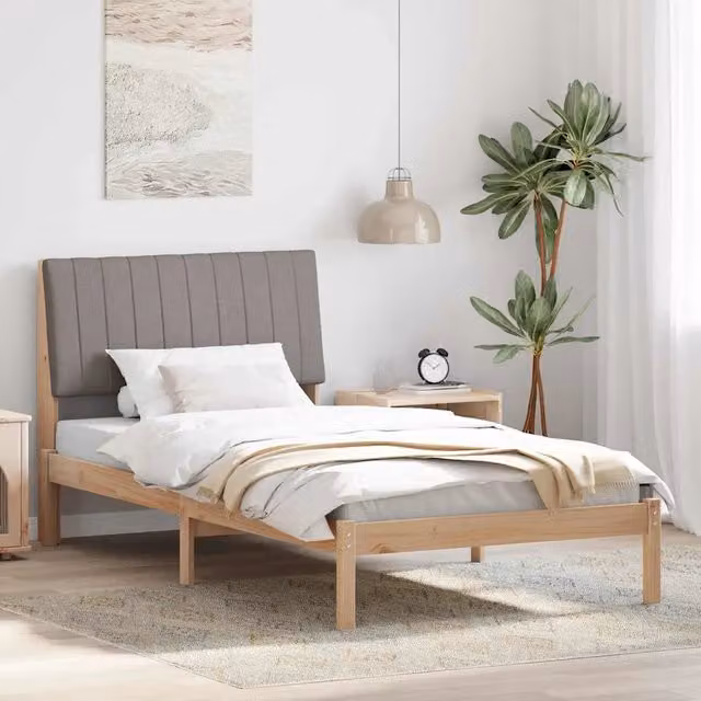 Struttura letto con giroletto in pino massello marrone 100 x 200 cm – 1