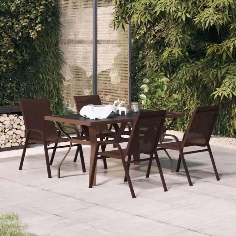 Maison Exclusive - Set da pranzo da giardino a 5 pezzi, marrone e nero