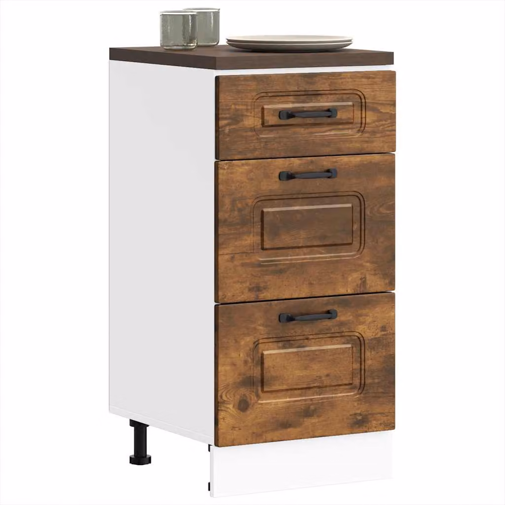 Base da cucina moderna vidaXL Kalmar Rovere Fumo in legno marrone con ante a battente L/P/H: 81,5 x 46 x 40 cm