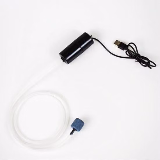 Pompa portatile USB per l'ossigenazione dell'acquario, piccola ed estremamente silenziosa, per pesci.