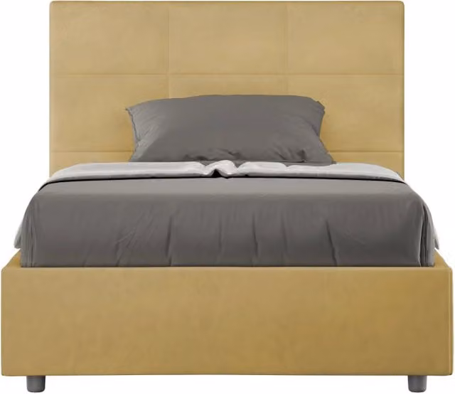 BS COM Letto una piazza e mezza senza rete imbottito 120x200 microfibra ocra