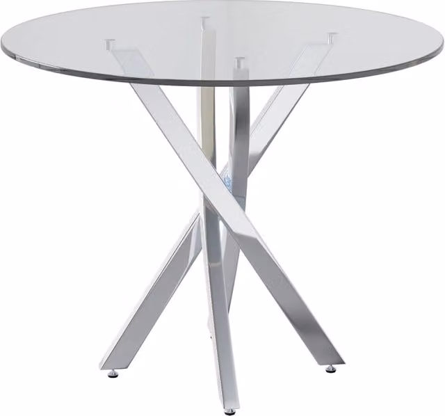 Tavolo da Pranzo Rotondo 80x80x75 cm con Piano in Vetro Temperato e Gambe in Metallo Galvanizzato Argento