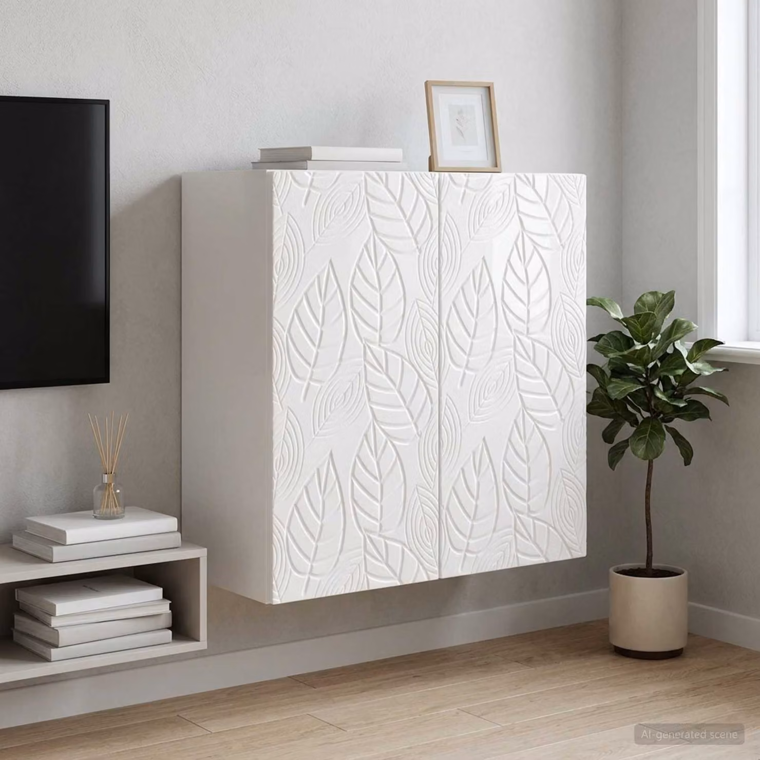 vidaXL Mobiletto a muro moderno bianco lucido in MDF con ante a battente e ripiani interni L: 59 cm, P: 31 cm, H: 60 cm