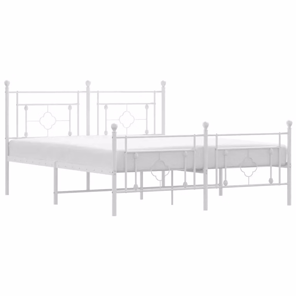 Giroletto con testiera e pediera in metallo bianco vidaXL L/P: 150 x 200 cm – 2