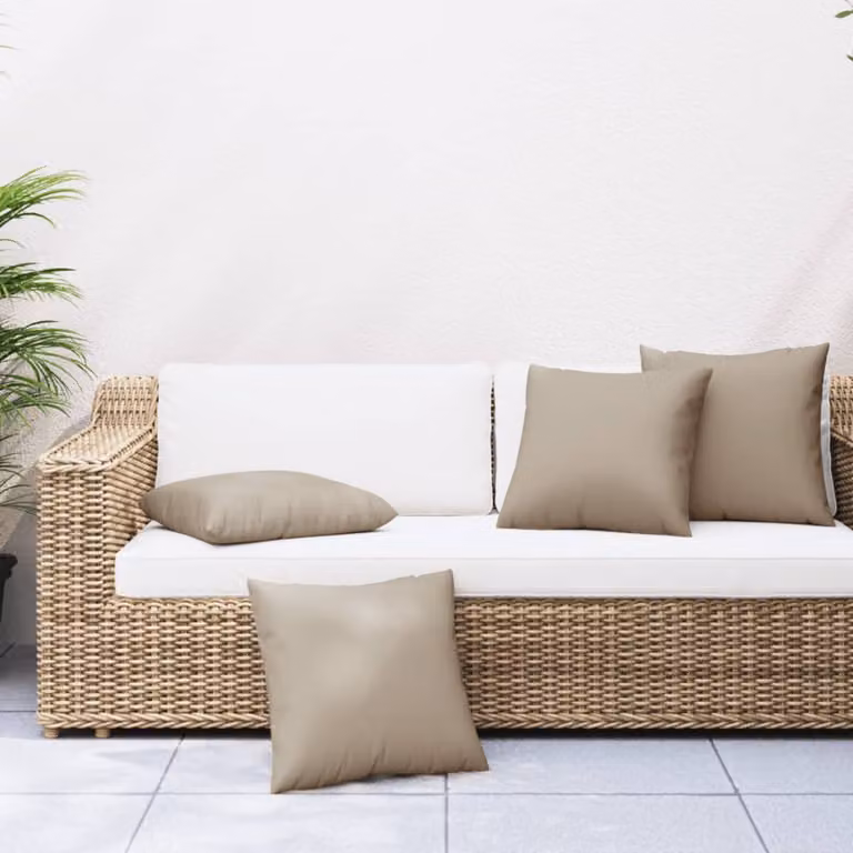 Set di 4 cuscini quadrati vidaXL in tessuto beige e grigio, lavabili e idrorepellenti, L/P: 40 x 40 cm