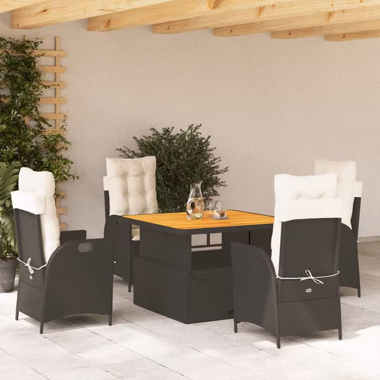 Set da Pranzo da Giardino vidaXL in Legno di Acacia Oliato e Polyrattan 5 pz