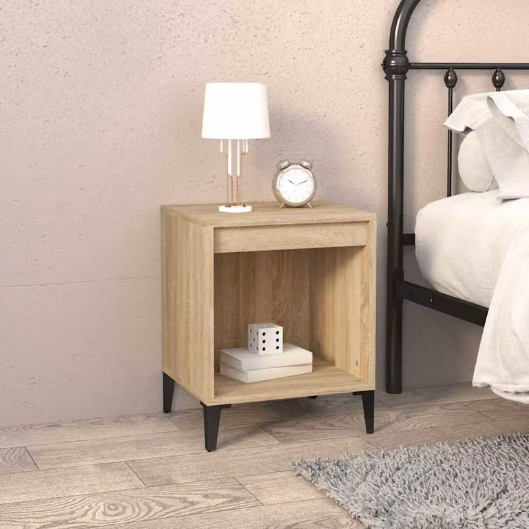 Comodino moderno vidaXL in legno e metallo, colore beige e marrone, L 40 cm x P 35 cm x H 50 cm