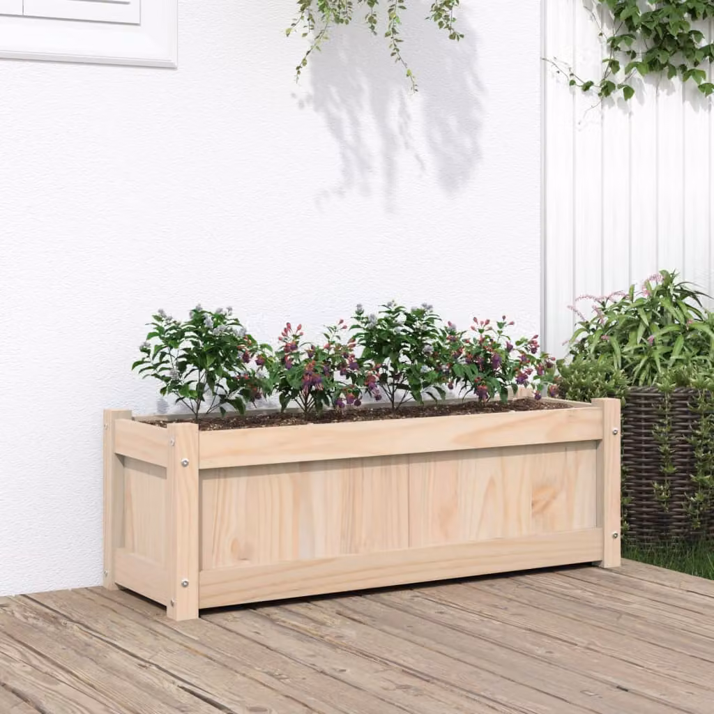 Fioriera da giardino vidaXL in legno di pino massello, colore marrone/beige, L 90 x P 31 x H 31 cm