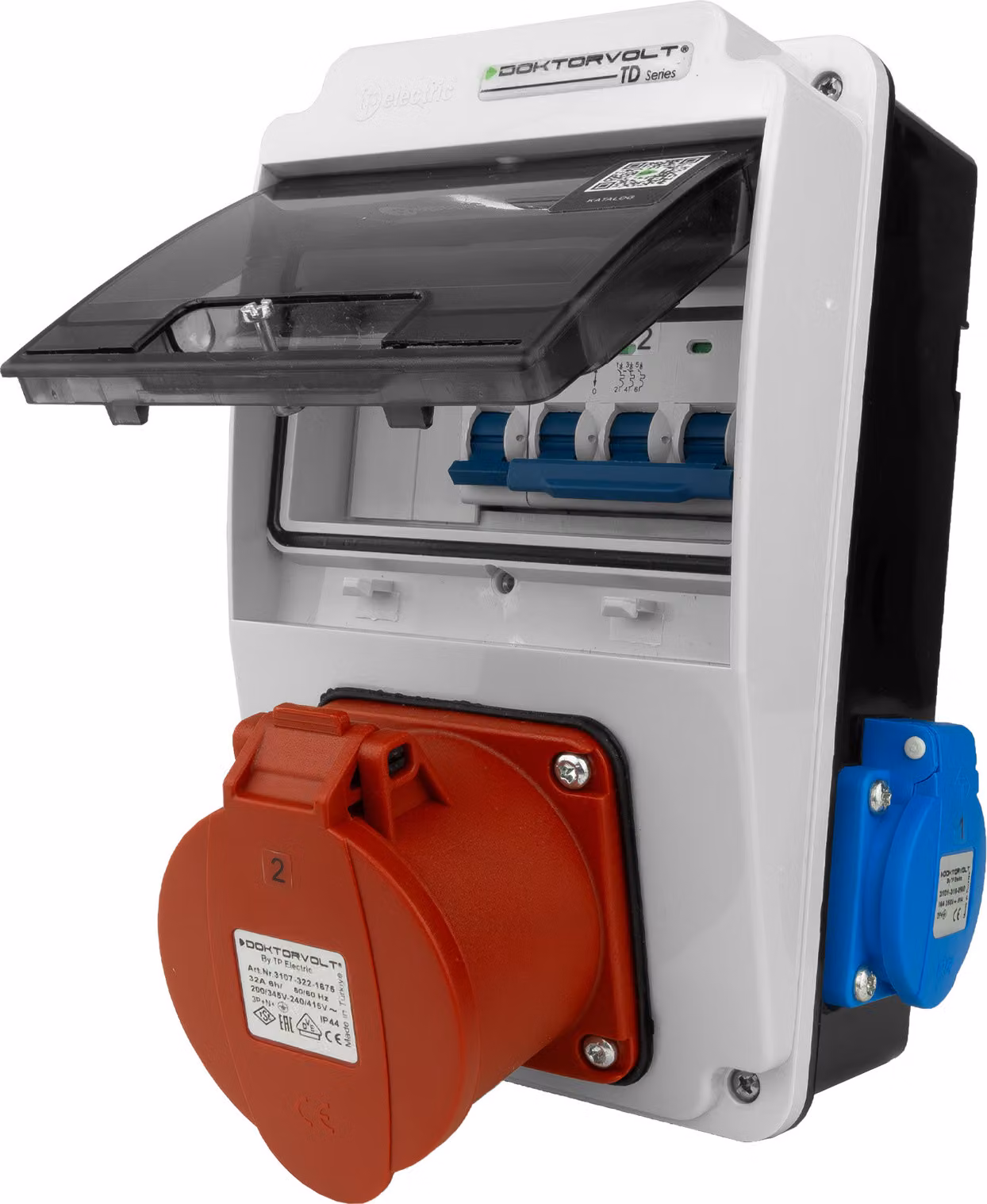 Quadro di distribuzione a parete XS-S 32A 2x230V IP44 Quadro di distribuzione di potenza Completamente cablato Doktorvolt DV-5060-D