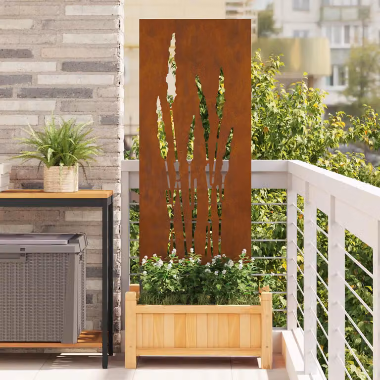 Paravento per privacy da giardino vidaXL in acciaio, colore marrone, L: 50 cm, H: 140 cm