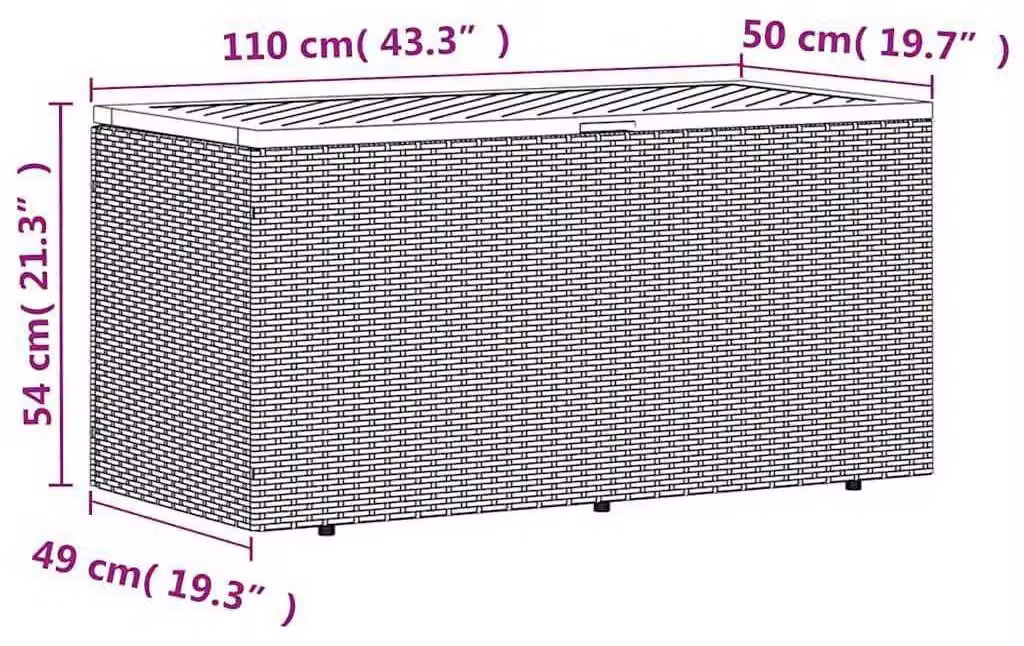 Ampio contenitore da giardino in rattan sintetico e legno di acacia – scatola per cuscini resistente agli agenti atmosferici, larga 110 cm