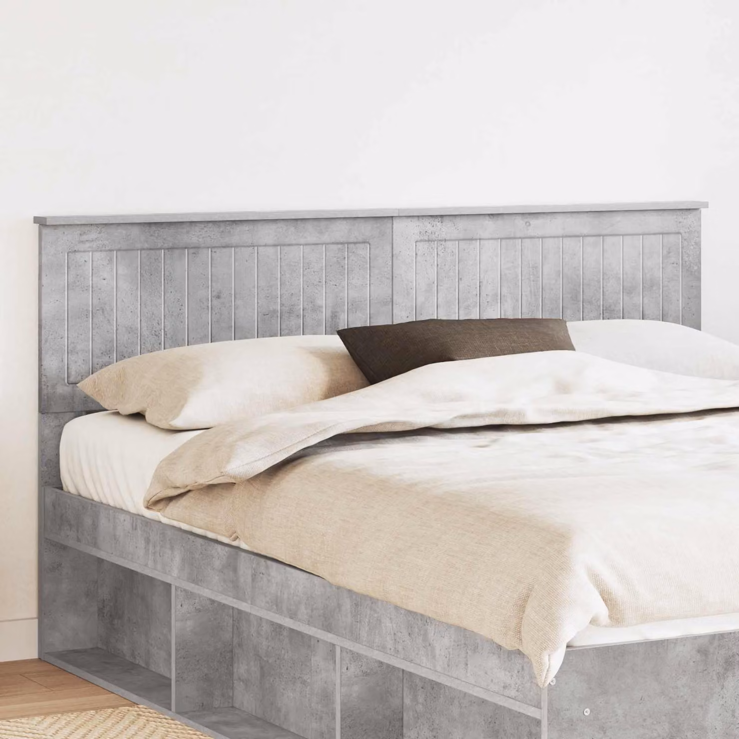 Testiera per letto moderna vidaXL in legno ingegnerizzato, Grigio cemento