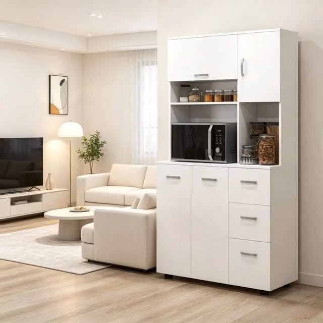 Armadio da cucina con ripiano e cassetto, mobile alto pratico per organizzazione spaziosa (solo armadio alto)