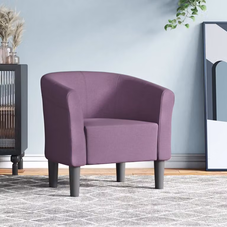 Poltrona Cabriolet vidaXL Viola in Tessuto con Braccioli e Struttura in Legno e Plastica
