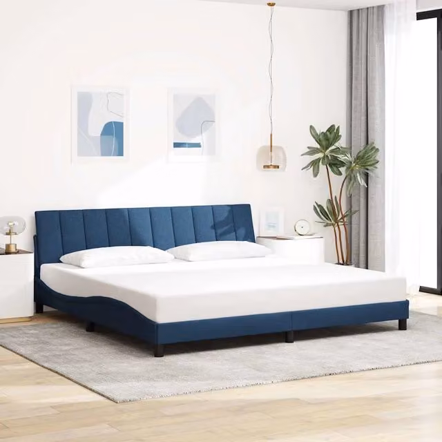 Giroletto senza Materasso-Struttura Letto Hanko Blu 200x200 cm in Tessuto 391826