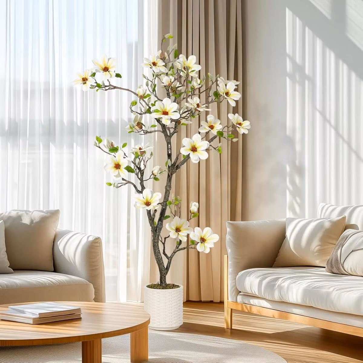 Albero di magnolia artificiale Kunstbloem - Altezza 150 cm - Materiale: PE - Adatto per interni ed esterni