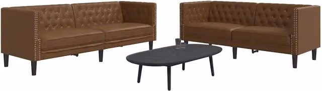 Set di 2 divani Chesterfield vidaXL in similpelle marrone per soggiorno