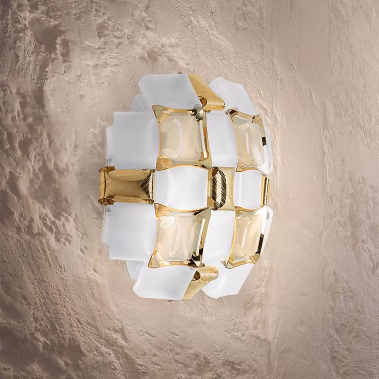 Slamp Applique da parete di design Mida, dimmerabile, Ottone / Oro, Soggiorno / Sala da pranzo, Plastica, Design, Applique