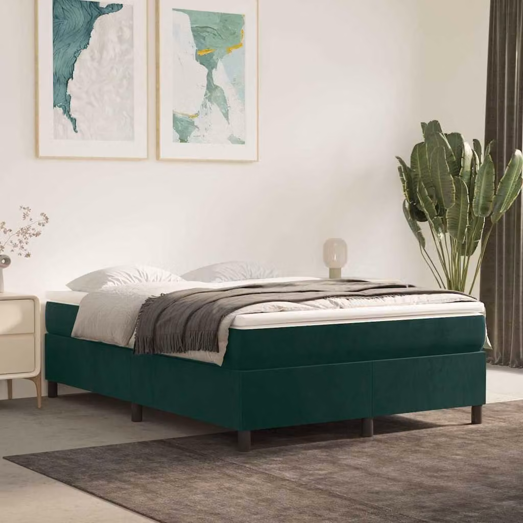 Struttura Letto Imbottita vidaXL in Velluto Verde con Rete a Molle L: 140 cm, P: 190 cm