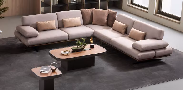 Modernes L-Form Ecksofa Designer Couchtisch Kaffeetisch 3tlg Set