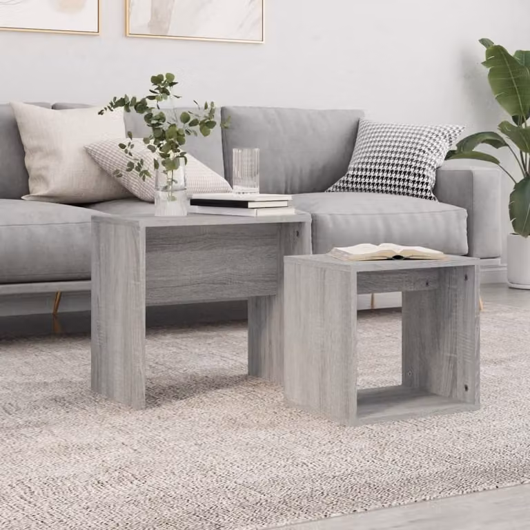 Maison Exclusive - Set di 2 tavolini grigio Sonoma in materiale ligneo