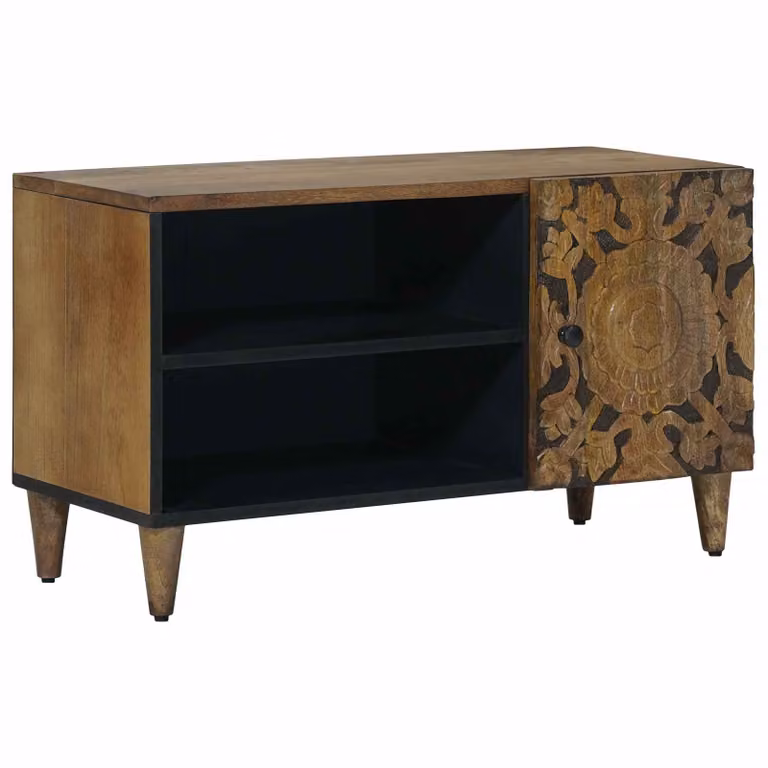 Mobile TV vidaXL in legno di mango massello marrone L: 80 cm, P: 33 cm, H: 46 cm