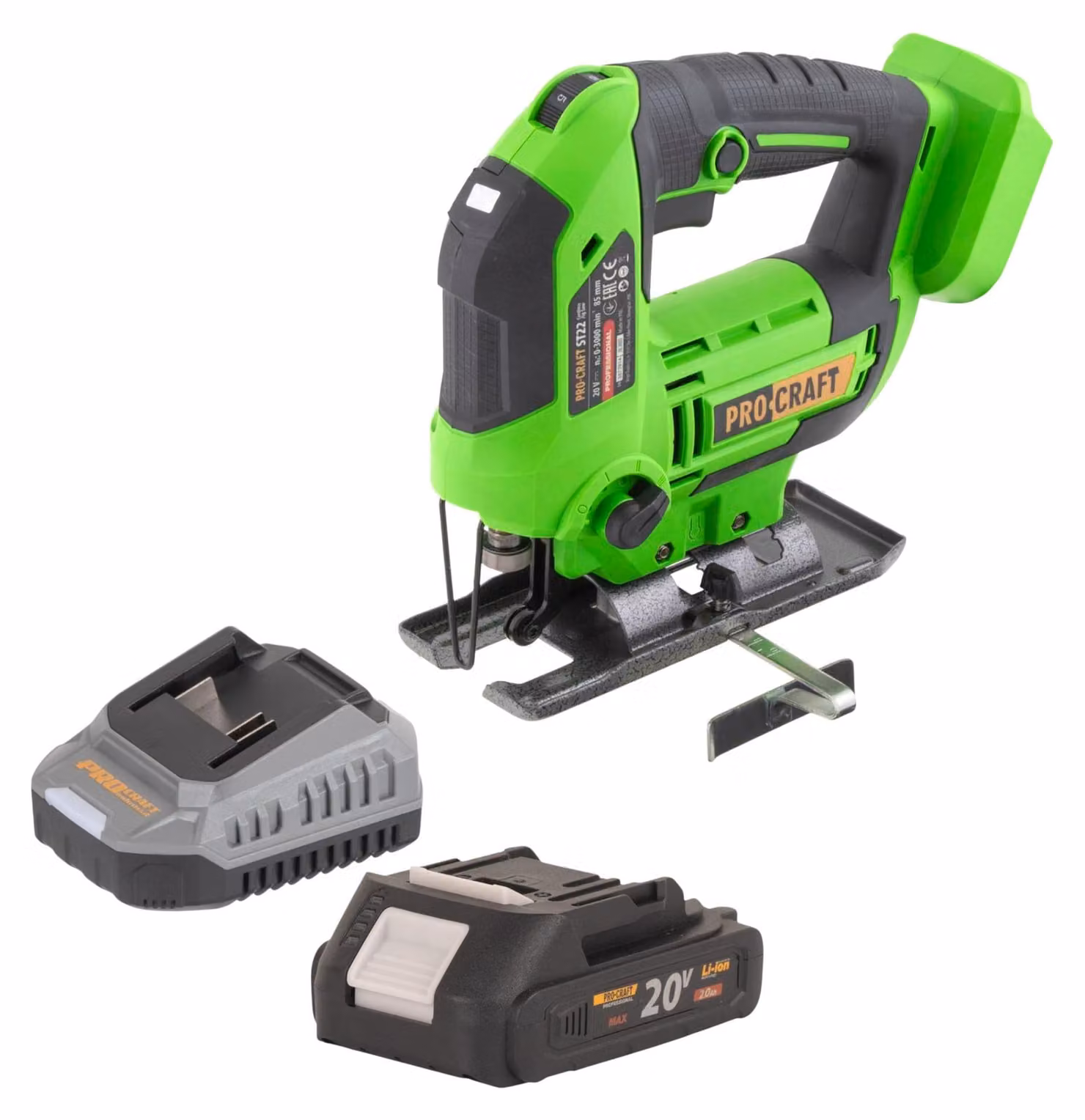Seghetto alternativo a batteria Procraft ST22 20 V 80 mm Brushless + 1x batteria 2,0 Ah + caricabatteria