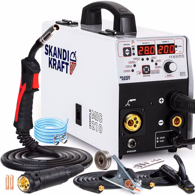 Saldatrice multifunzione 4-in-1 MIG/MAG, alimentazione a filo senza gas - Potenza 200A - Tensione 230 Volt - Adatta per materiali metallici - Ideale per hobbisti e principianti